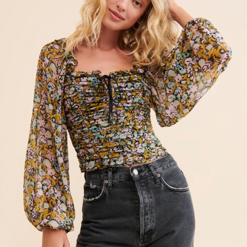 Free People Mable Floral Blouse